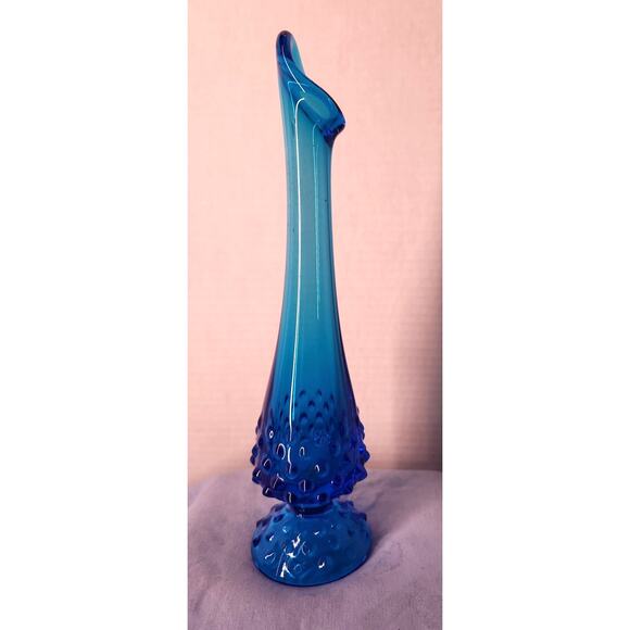 Fenton Blue Hobnail Colonial Swung Vase Pedestal 10"  MCM - M - Picture 3 of 7
